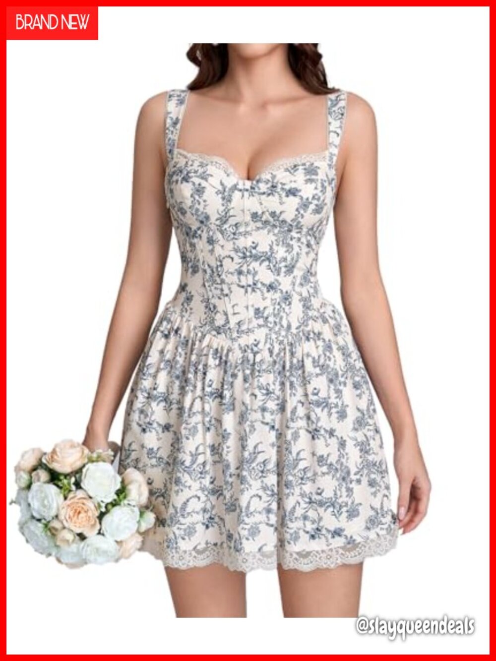 Lace Corset Graduation Mini Dress Floral Cute Short Dress for Women